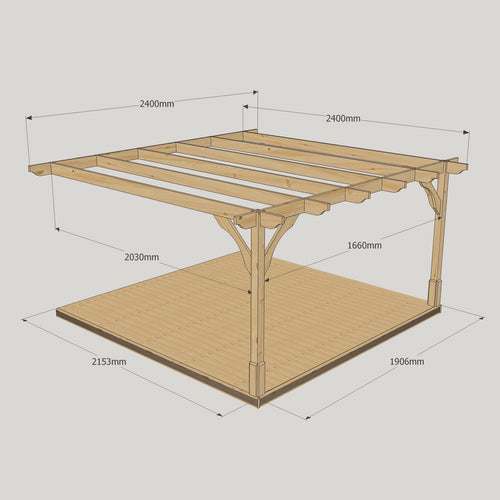 Wall Mounted Premium Pergola with Decking Kit | Timber | Multiple Sizes