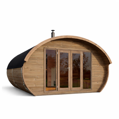 Byron 400 Pro Thermowood with Glass Doors 6 Person Outdoor Sauna, Studio & Changing Room