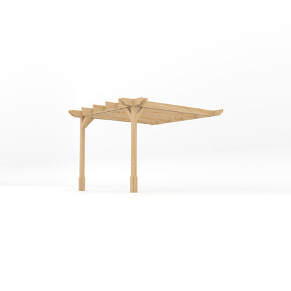 Wall Mounted Double Premium Pergola - Light Green - 3m Depth x 3m Length