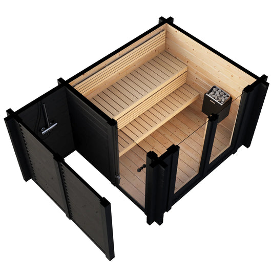 Fraser 190 Spa 2-4 Person Outdoor Sauna with Shower Terrace