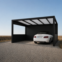 The Tetto freestanding carport in black from the side showing beam and roof profile