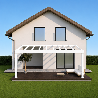 Aluminium Veranda | Deponti Giallo | Glass Roof | Up To 6m Span | Reinforced Gutter | Wall-Mounted or Freestanding