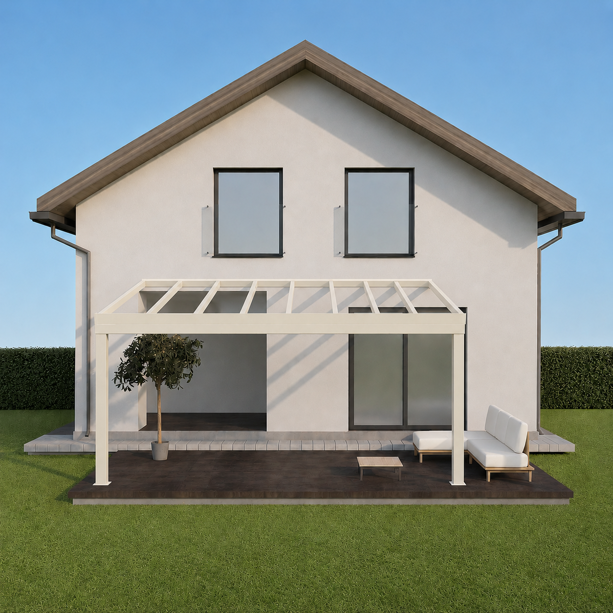 Aluminium Veranda | Deponti Giallo | Glass Roof | Up To 6m Span | Reinforced Gutter | Wall-Mounted or Freestanding