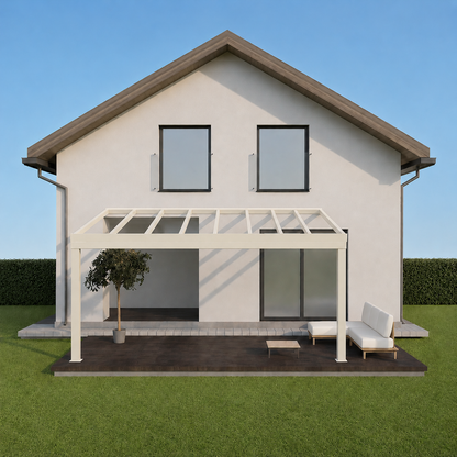Aluminium Veranda | Deponti Giallo | Glass Roof | Up To 6m Span | Reinforced Gutter | Wall-Mounted or Freestanding