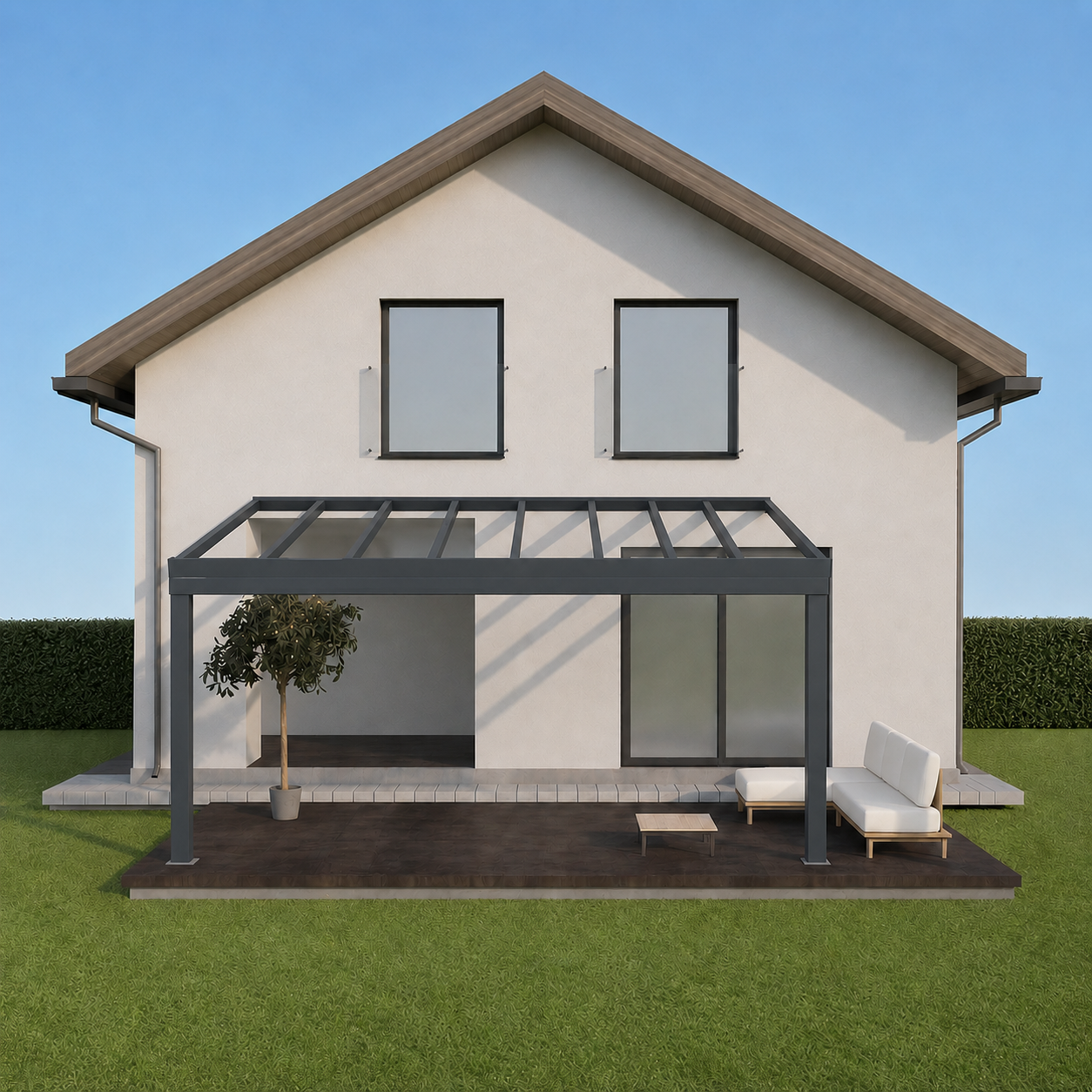 Aluminium Veranda | Deponti Giallo | Glass Roof | Up To 6m Span | Reinforced Gutter | Wall-Mounted or Freestanding
