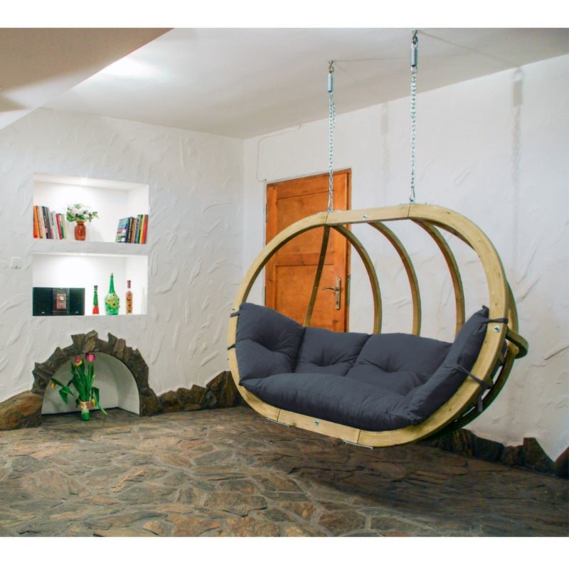 globo royal anthracite hanging egg chair product exterior view