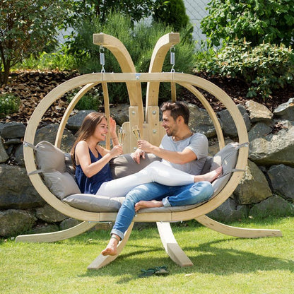globo royal double hanging egg chair set product exterior view — view 9