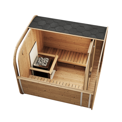 beacon 200 classic 6 person outdoor cube sauna product exterior view