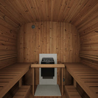 beacon 385 pro thermowood 6 person outdoor cube sauna with terrace changing room product exterior view — view 2