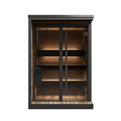 Nessy 150 Deluxe Patio Sauna 2-3 Person Thermowood with Glass Front
