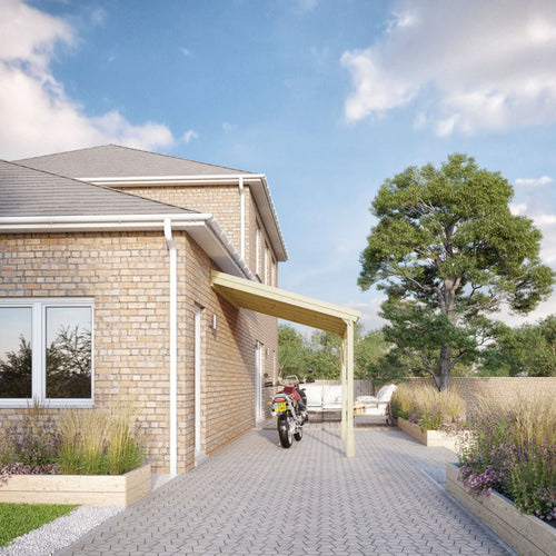 Wall Mounted Felt Shingle Roof Carport | Timber | Multiple Sizes