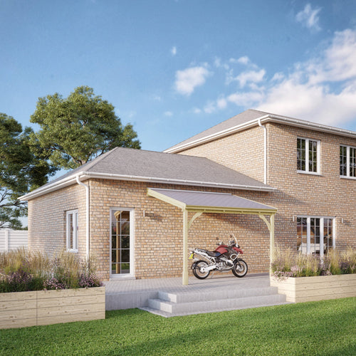 Wall Mounted Felt Shingle Roof Carport | Timber | Multiple Sizes