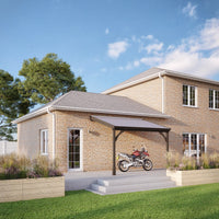 Carport | Timber Carport | Felt Shingle Roof | Wall Mounted Vehicle Shelter | Rustic Brown | 3m Depth x 4.34m Width