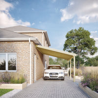 Carport | Timber Carport | Felt Shingle Roof | Wall Mounted Vehicle Shelter | Light Green | 2m Depth x 4.34m Width