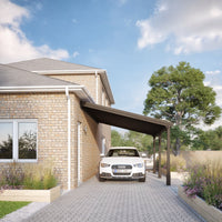 Carport | Timber Carport | Felt Shingle Roof | Wall Mounted Vehicle Shelter | Rustic Brown | 3m Depth x 4.34m Width