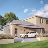 Carport | Timber Carport | Felt Shingle Roof | Wall Mounted Vehicle Shelter | Rustic Brown | 2m Depth x 6.5m Width