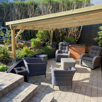 Timber Felt Shingle Roof | Wall Mounted Garden Shelter | Light Green | 2.5m Depth x 4.34m Width