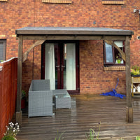 Timber Felt Shingle Roof | Wall Mounted Garden Shelter | Rustic Brown | 2m Depth x 3.62m Width