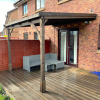 Timber Felt Shingle Roof | Wall Mounted Garden Shelter | Rustic Brown | 2.5m Depth x 3.62m Width