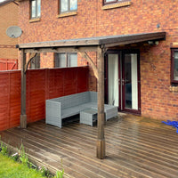 Timber Felt Shingle Roof | Wall Mounted Garden Shelter | Rustic Brown | 2m Depth x 4.34m Width