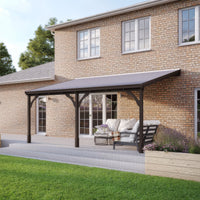 Timber Felt Shingle Roof | Wall Mounted Garden Shelter | Rustic Brown | 2m Depth x 4.34m Width