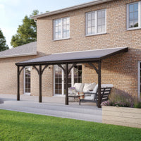 Timber Felt Shingle Roof | Wall Mounted Garden Shelter | Rustic Brown | 2m Depth x 6.5m Width