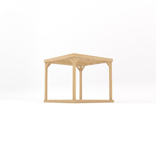 Pergola | Timber Box Pergola | Integrated Decking Base | Freestanding Garden Structure | Light Green | 2.4m Width x 2.4m Length