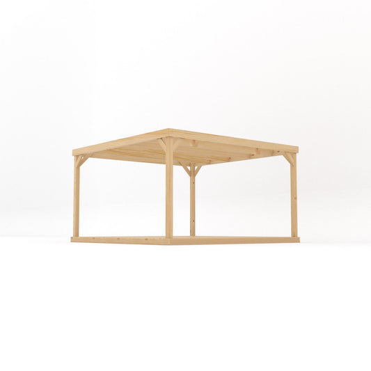 Pergola | Timber Box Pergola | Integrated Decking Base | Freestanding Garden Structure | Light Green | 3.6m Width x 3.6m Length