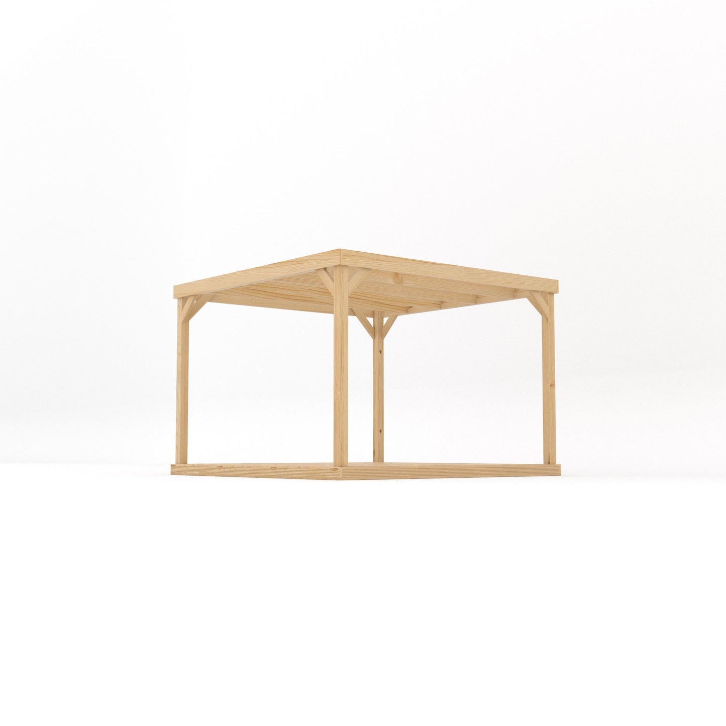 Freestanding Box Pergola with Decking - Light Green - 3m Width x 3m Length