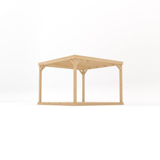 Pergola | Timber Box Pergola | Integrated Decking Base | Freestanding Garden Structure | Light Green | 3m Width x 3m Length