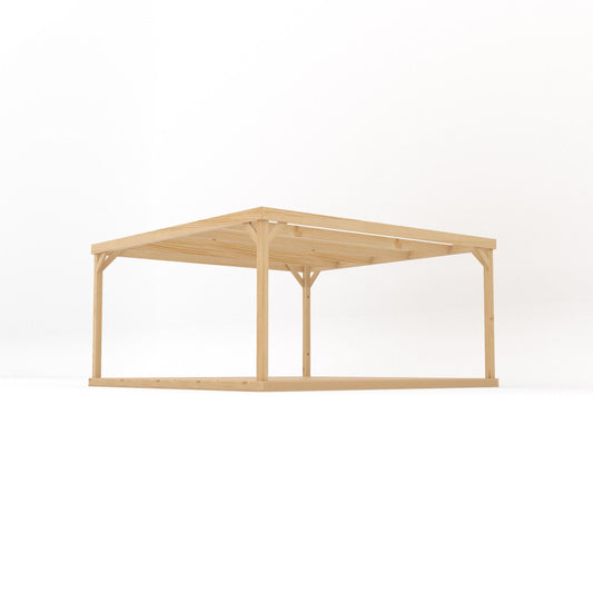 Pergola | Timber Box Pergola | Integrated Decking Base | Freestanding Garden Structure | Light Green | 4.2m Width x 4.2m Length