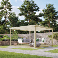 Pergola | Timber Box Pergola | Integrated Decking Base | Freestanding Garden Structure | Light Green | 4.8m Width x 4.8m Length