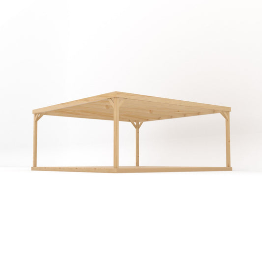 Pergola | Timber Box Pergola | Integrated Decking Base | Freestanding Garden Structure | Light Green | 4.8m Width x 4.8m Length
