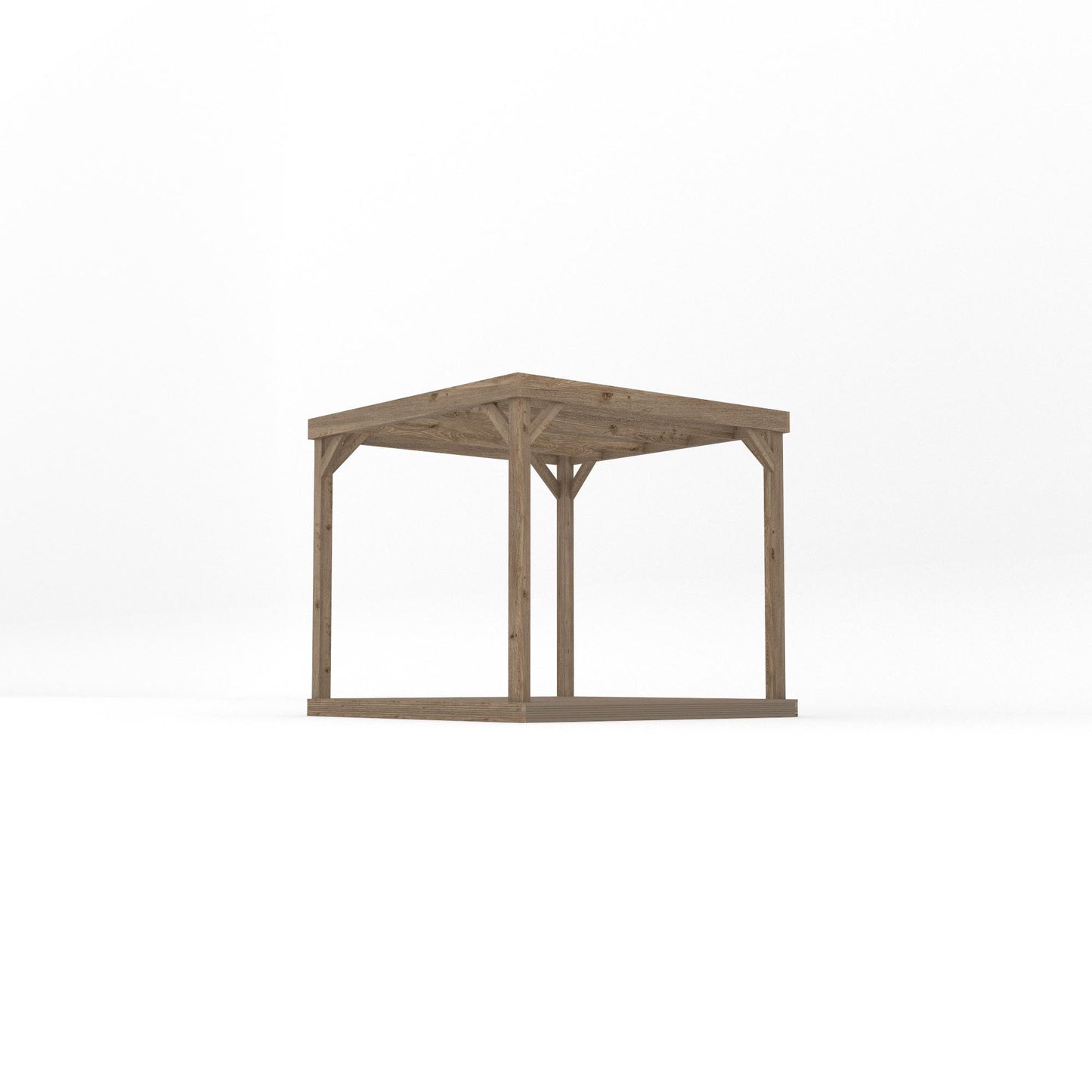 Freestanding Box Pergola with Decking - Rustic Brown - 2.4m Width x 2.4m Length