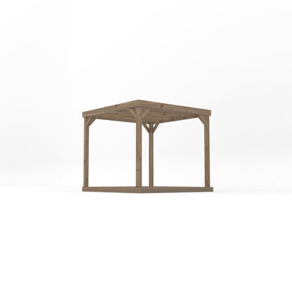 Freestanding Box Pergola with Decking - Rustic Brown - 2.4m Width x 2.4m Length