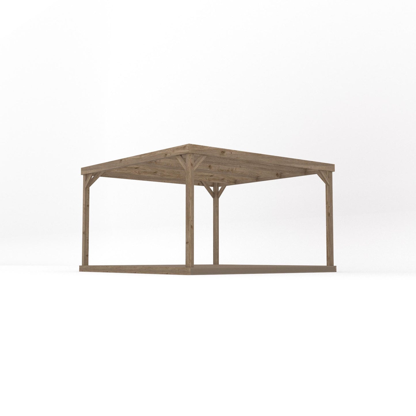Freestanding Box Pergola with Decking - Rustic Brown - 3.6m Width x 3.6m Length