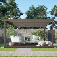 Pergola | Timber Box Pergola | Integrated Decking Base | Freestanding Garden Structure | Rustic Brown | 3m Width x 3m Length