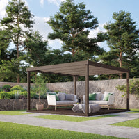 Pergola | Timber Box Pergola | Integrated Decking Base | Freestanding Garden Structure | Rustic Brown | 2.4m Width x 2.4m Length