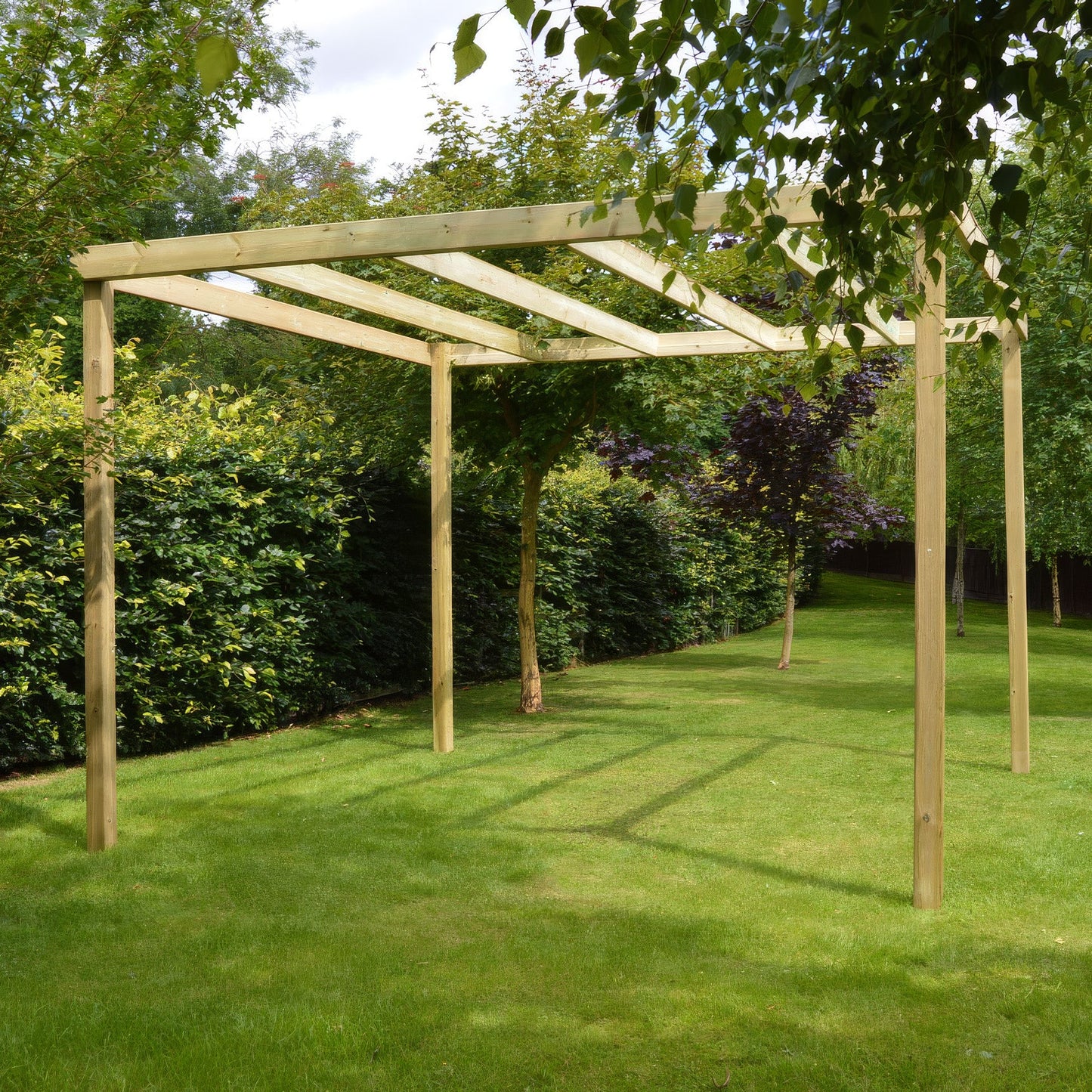 Freestanding Box Pergola - Light Green - 4.8m Width x 6m Length