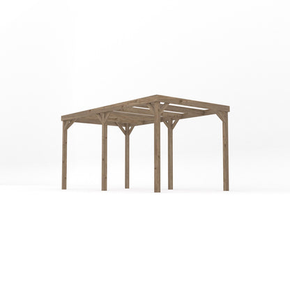 Freestanding Box Pergola - Rustic Brown - 3m Width x 4.2m Length