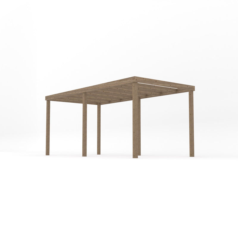 Freestanding Box Pergola - Rustic Brown - 2.4m Width x 4.8m Length