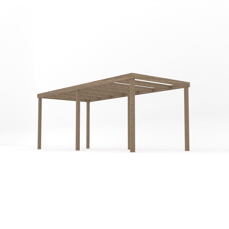 Freestanding Box Pergola - Rustic Brown - 2.4m Width x 5.4m Length