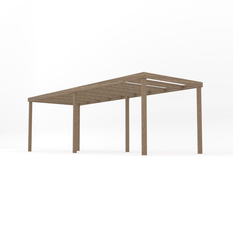 Freestanding Box Pergola - Rustic Brown - 3m Width x 6.6m Length