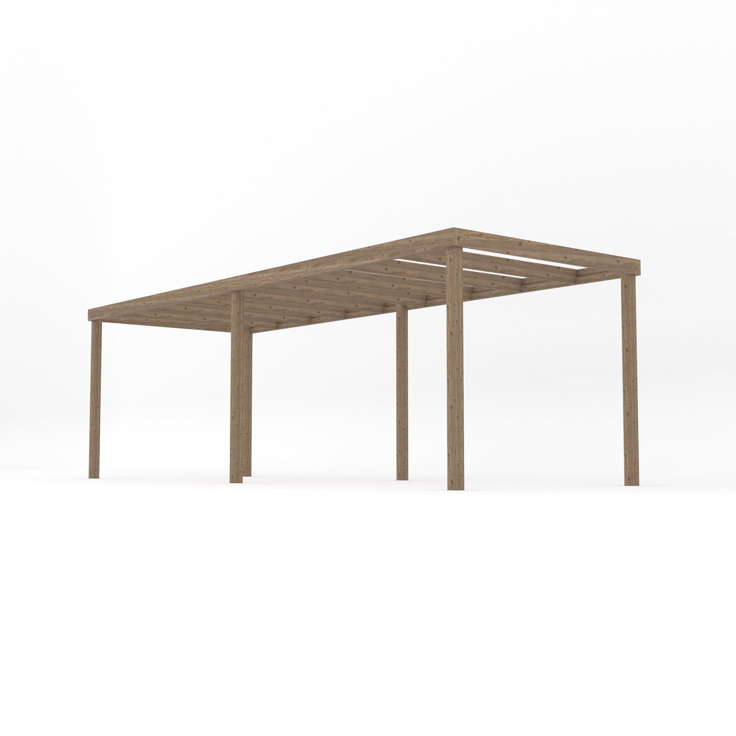 Freestanding Box Pergola - Rustic Brown - 3.6m Width x 6.6m Length