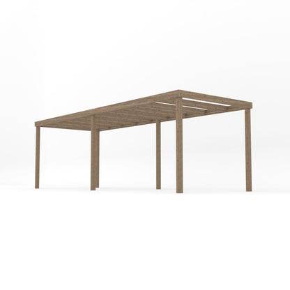 Freestanding Box Pergola - Rustic Brown - 3.6m Width x 6.6m Length