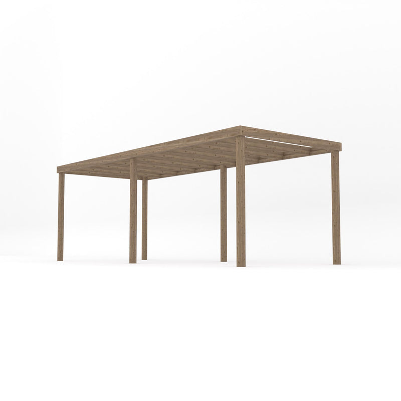 Freestanding Box Pergola - Rustic Brown - 3.6m Width x 6m Length