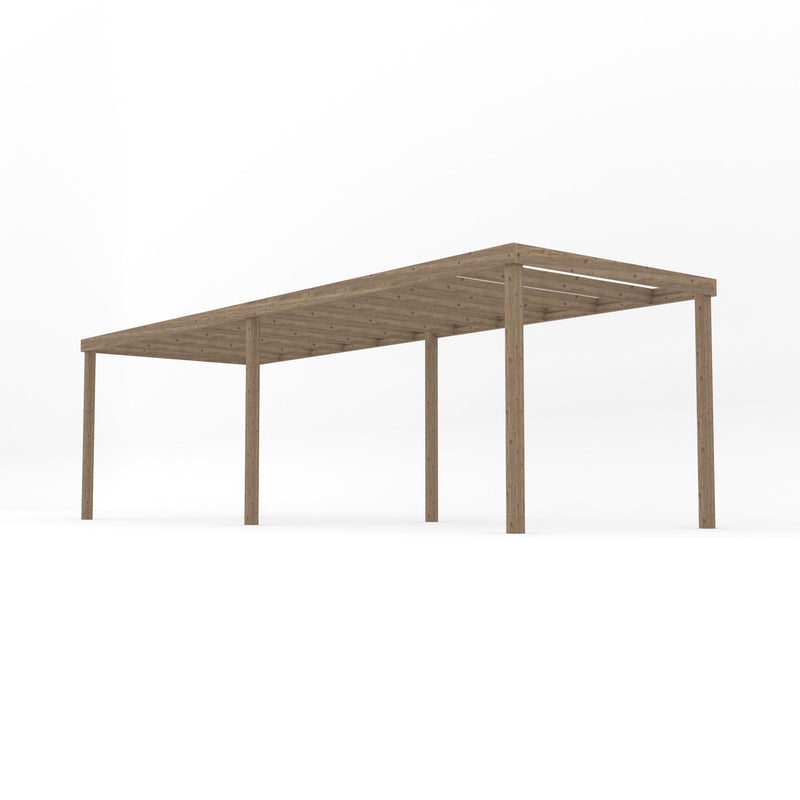 Freestanding Box Pergola - Rustic Brown - 2.4m Width x 7.2m Length