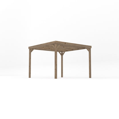 Freestanding Box Pergola - Rustic Brown - 3m Width x 3m Length