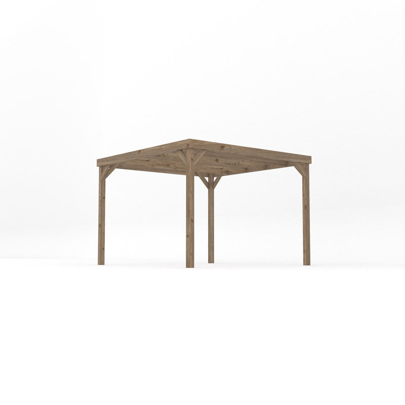 Freestanding Box Pergola - Rustic Brown - 3m Width x 3m Length