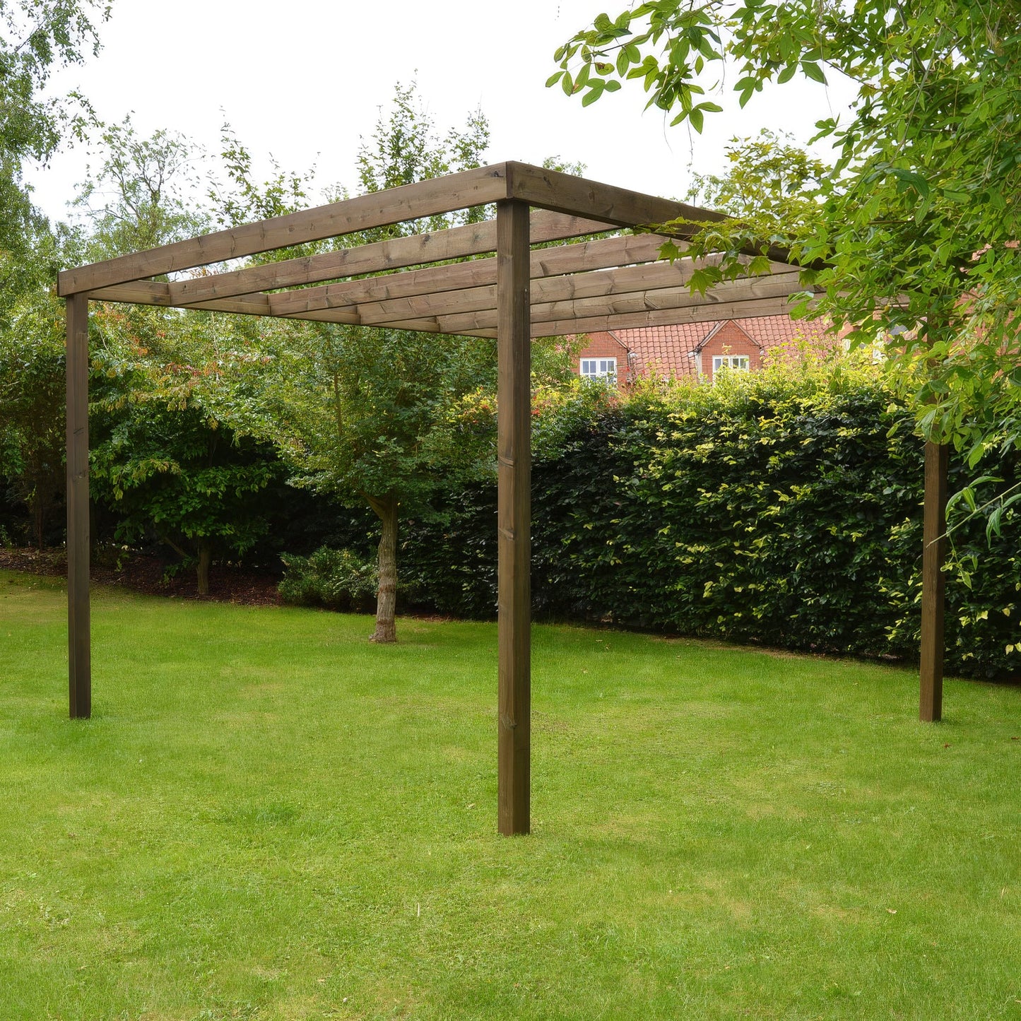 Freestanding Box Pergola - Rustic Brown - 4.2m Width x 7.8m Length